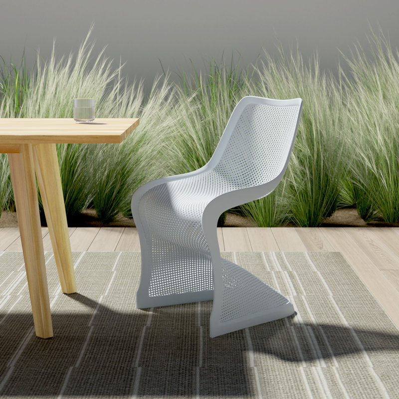 Spector Stacking Patio Dining Side Chair, Silver Gray