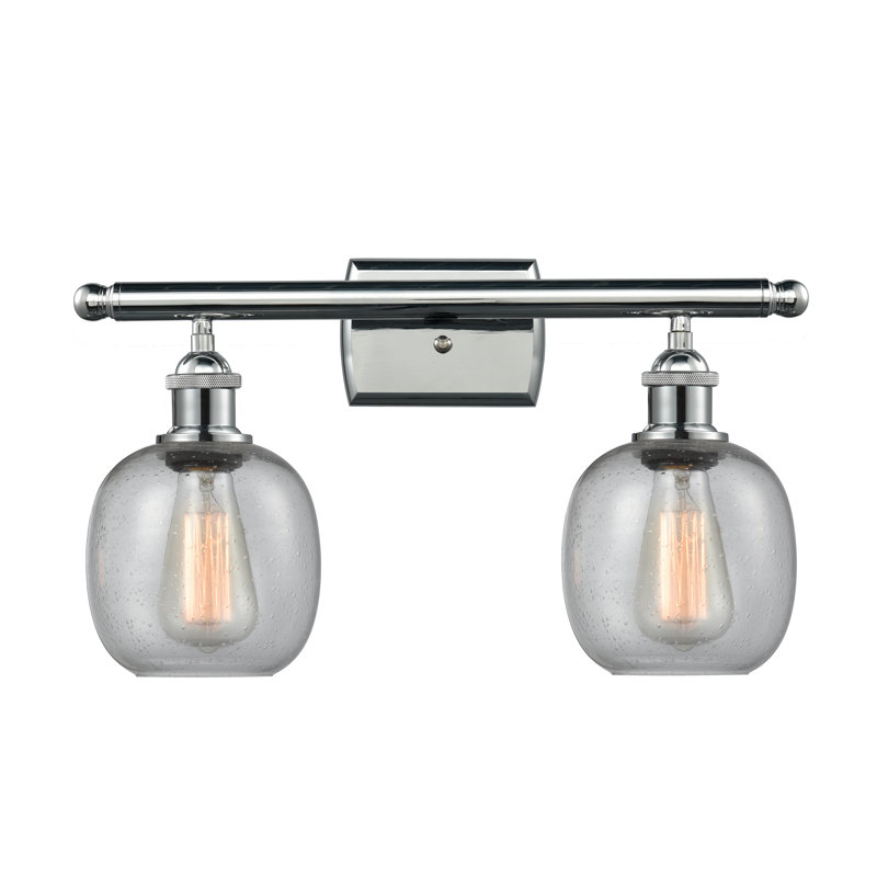 Éclairage de salle de bain à intensité variable 2 lumières Carlucci, Transparence craquelée, Chrome poli, Ampoule non incluse