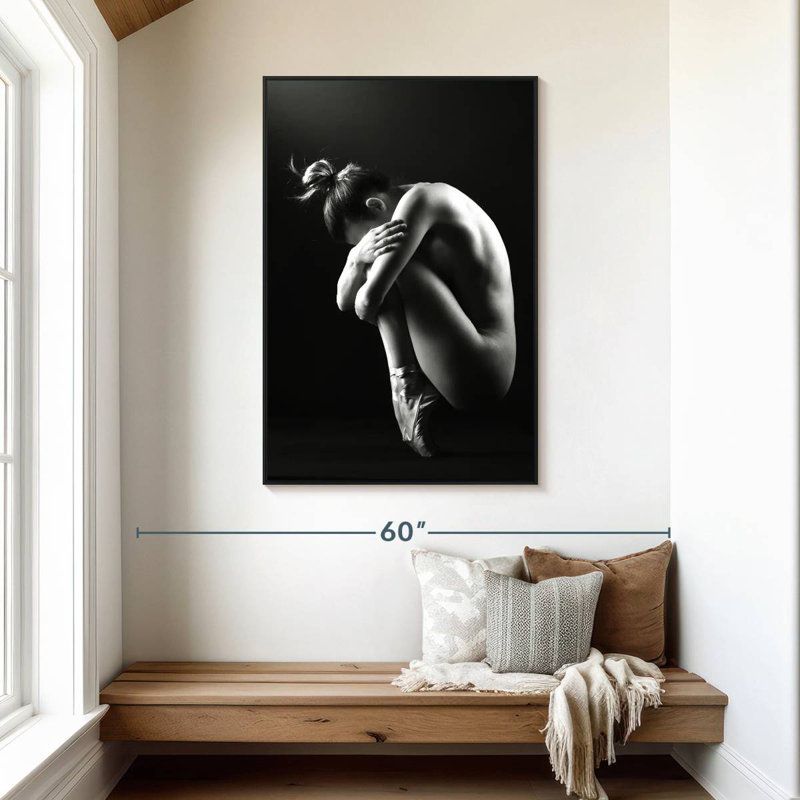 Classic Ballerina Dancer Posing II, 31" X 46", Floating Frame Black