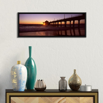 Silhouette Of A Pier, Manhattan Beach Pier, Manhattan Beach, Los Angeles County, California, USA #3 by Panoramic Images - Wrapped Canvas Panoramic Gallery-Wrapped Canvas Giclée