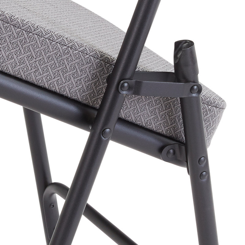 National Public Seating Fabric Padded Stackable Folding Chair Set of 4, Charcoal Grey