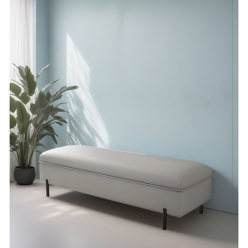 Repose-pieds léger en cuir microfibre rectangulaire luxueux avec rangement, Gris