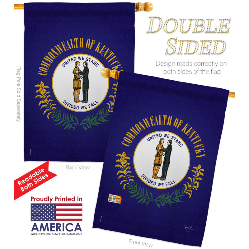 Coussin décoratif en polyester 2 faces 40 x 28 po impressions Ensemble de drapeaux, Kentucky
