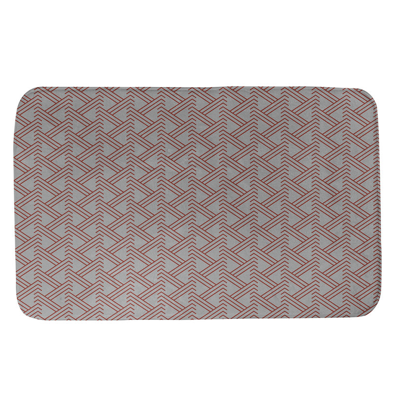 Tapis pour salle de bain Zig Zag, l 21 po x L 34 po, Gris/rouge