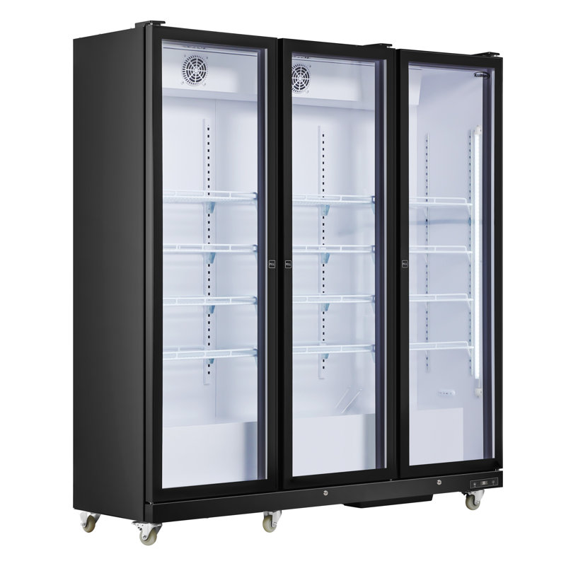 71 in. Commercial 3 Fully Glass Door Merchandiser Refrigerator, 46 cu. ft., ETL Listed in Black (KM-MDR-3FGD)