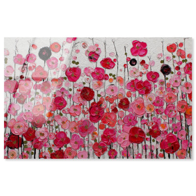 «Crimson Bloom II», reproduction d'art acrylique sur toile rose par Art Remedy