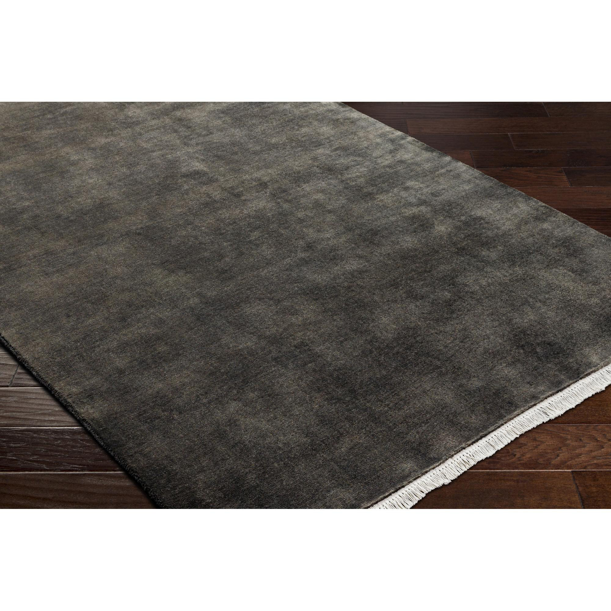 Clio Hand Loomed Wool Black Rug, Rectangle 4' x 6'