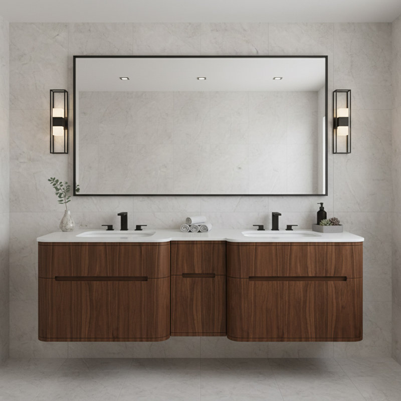 Eleganza 71.5'' W Double Vanity, Marmo, Weathered Oak, Double