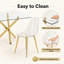 Modern Glam 71'' Glass Dining Set with 6 Acrylic Chairs and Gold Legs-1393875446