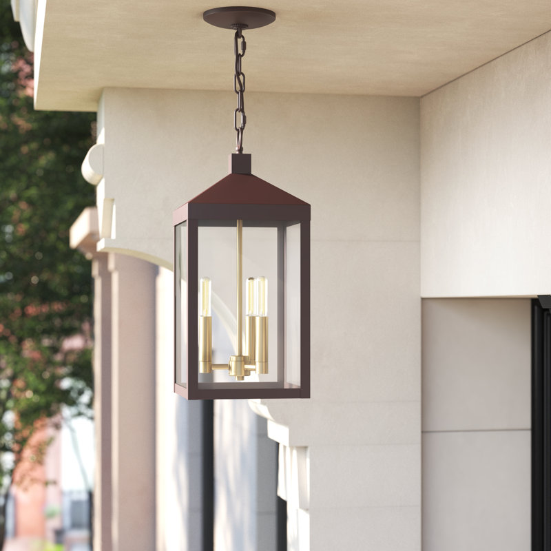 Lanterne suspendue d'extérieur à 3 lumières Inniss, Bronze, H 18,5 po x l 8,25 po x P 8,25 po