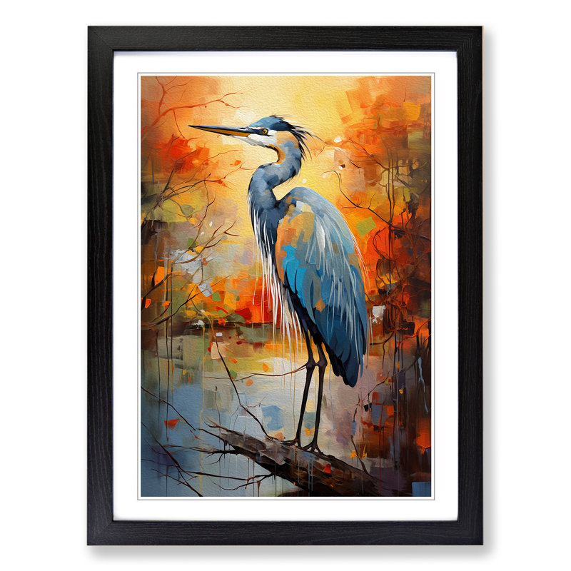 Heron Expressionism - Framed Print