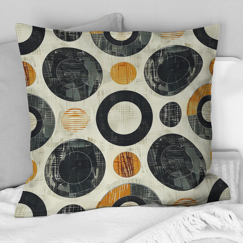 Coussin Mid-Century noir rétro Mid-Century, H 18 po x l 18 po