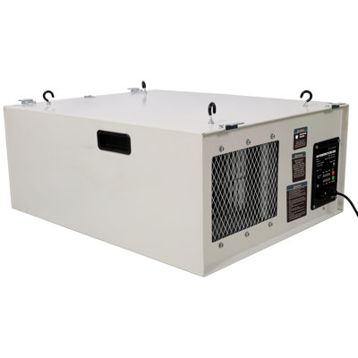 Système de filtration d'air à télécommande pour atelier et garage - Purificateur d'air suspendu à 3 vitesses de 1060 pi3 / min avec télécommande sans fil et minuterie, 120 V, certifié ETL, blanc