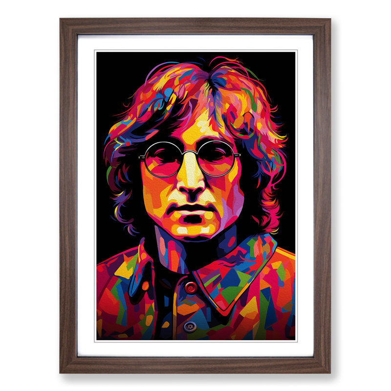 John Lennon Orphism - Single Picture Frame Print on Wood, Walnut Framed, 46cm H x 34cm W x 2cm D