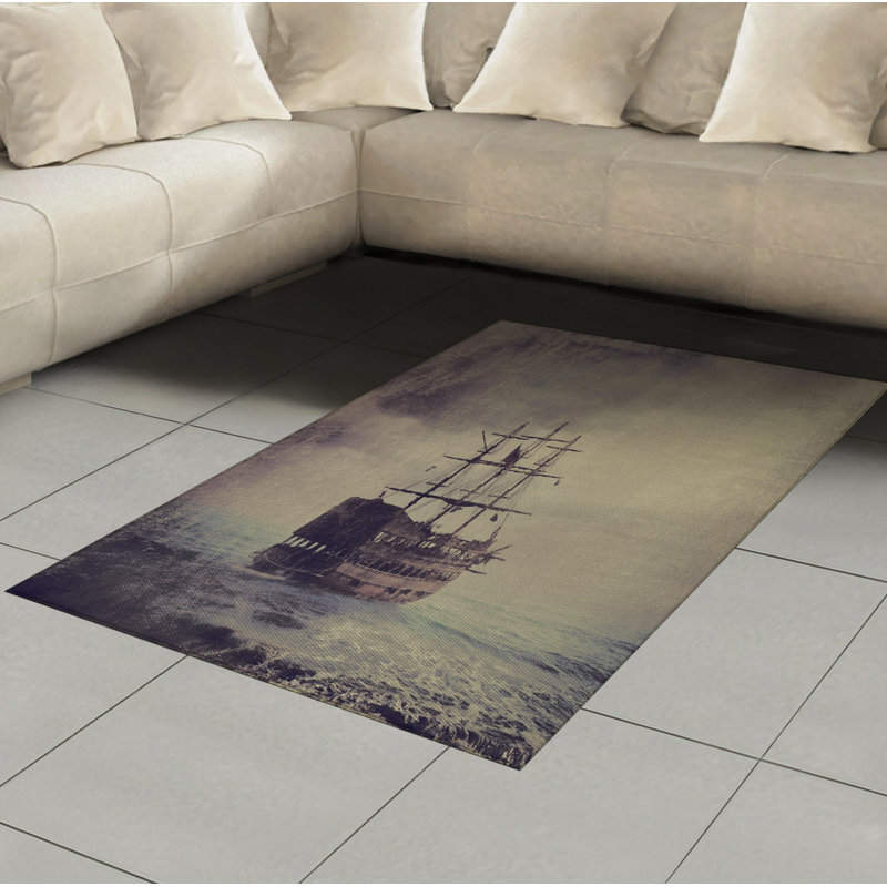 Nautical High Density Long Fiber Poly Threads Decorative Area Rug Carpet, Rectangle 4' x 5'8"