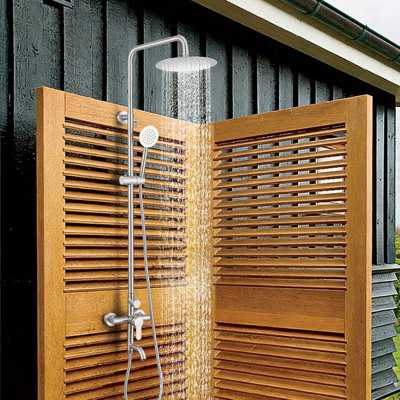 Douche d'extérieur murale 47 pouces en acier inoxydable 304 à 47 fonctions avec bec de lavage des pieds
