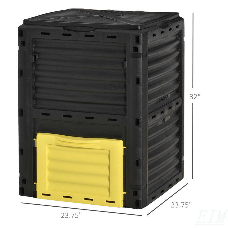 Garden Compost Bin 80 Gallon Outdoor Large Capacity Composter Fast Create Fertile Soil Aerating Box, Easy Assembly, Yellow