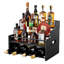 4-Tier Wood Display Shelf, Black Modern Bottle Organizer, Countertop Bar Stand For Liquor, Coffee Syrup