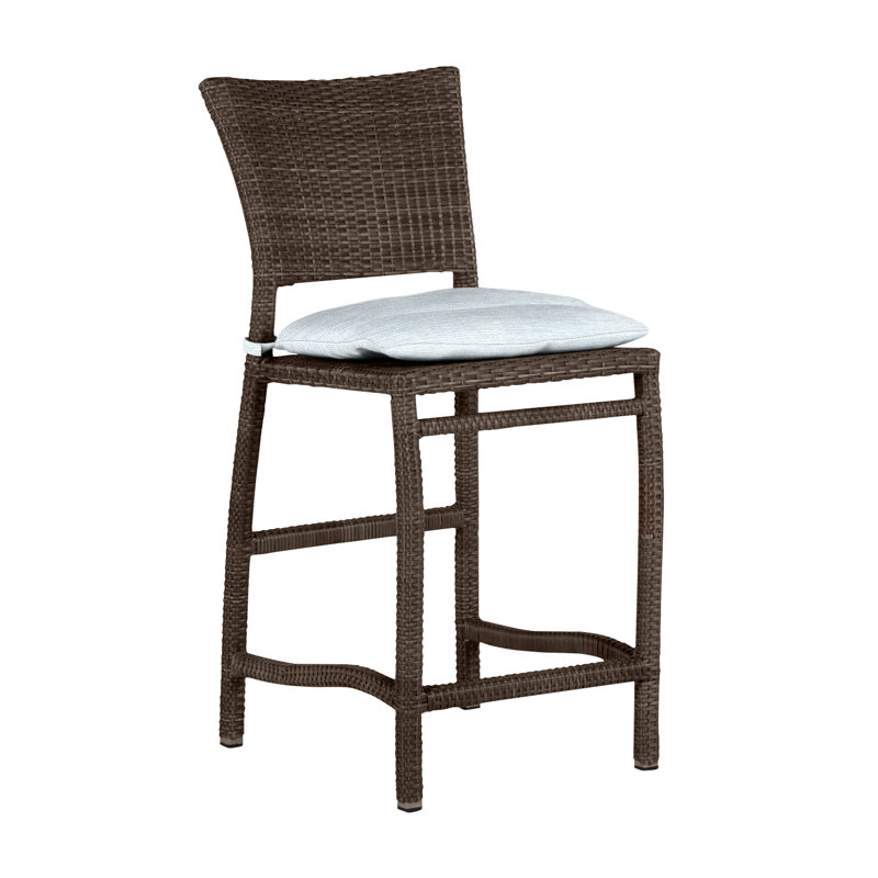 Tabouret de comptoir d'extérieur en résine tressée 24 po Skye, Noyer noir, Pas de soudure, Papier ciel