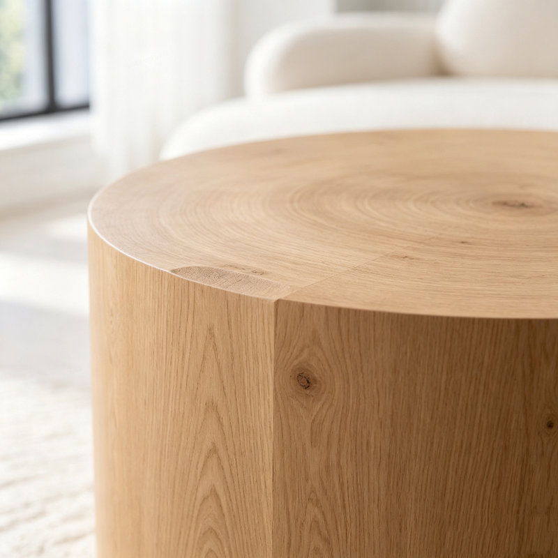 Ensemble de 2 tables basses gigognes rondes en bois, Natural Wood