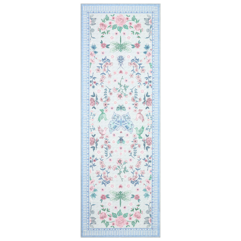 Modern Floral Area Rug - Large 9x12 Low Pile Carpet - Washable & Easy Care - Ideal for Living Room, Bedroom, Dining Room, Playroom, Office, Home Decor - Black