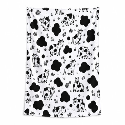 1 serviette de plage à imprimé vache noir et blanc, avec des vaches mignonnes et abstraites dans un motif amusant et fantaisiste. Grande microfibre, idéale pour la natation, les voyages et les voyages unisexes.