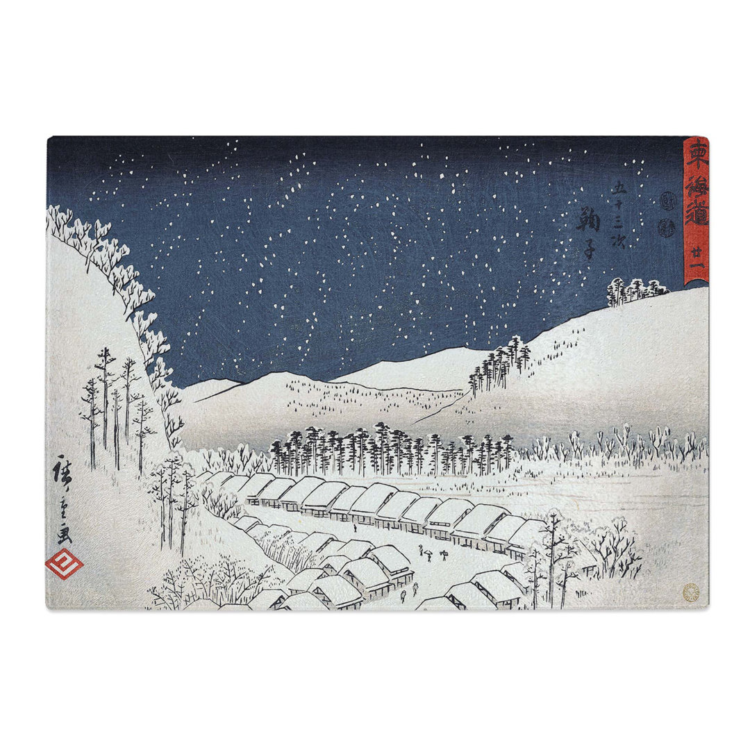Tempered Glass Mariko in the Snow by Utagawa Hiroshige Chopping Board