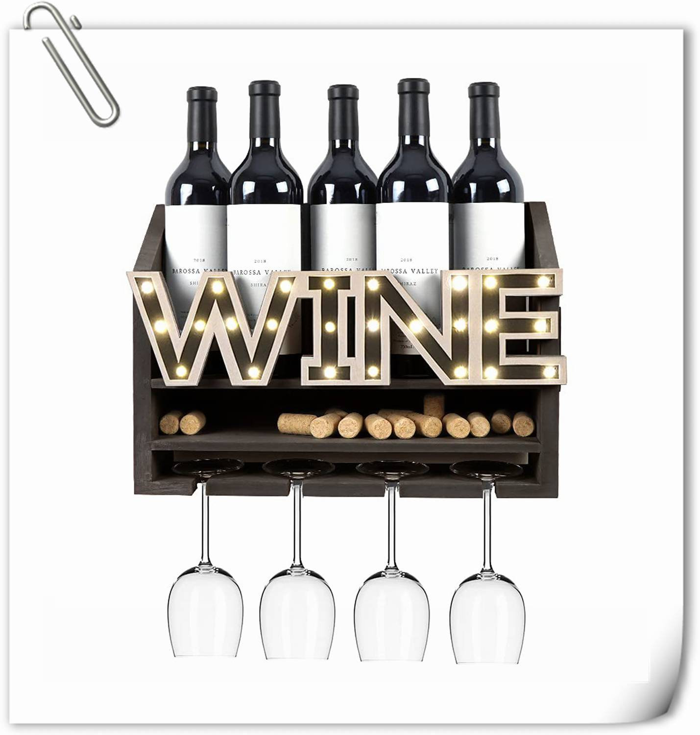 Latitude Run® Siane 5 Bottle Wall Mounted Wine Bottle & Glass Rack ...