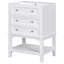 Meuble-lavabo 24 po avec lavabo, armoire de rangement avec tiroir et tablette ouverte, structure en bois massif, blanc