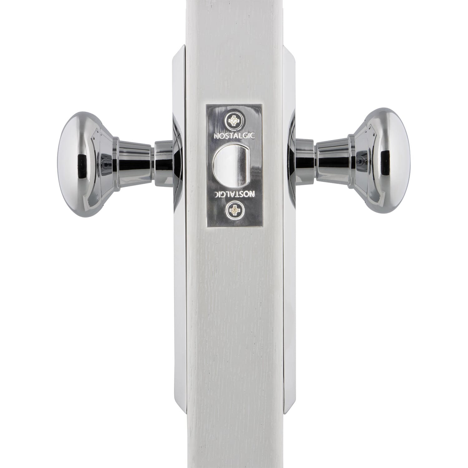 New York Door Knob with Plate, 2-3/8”, Bright Chrome