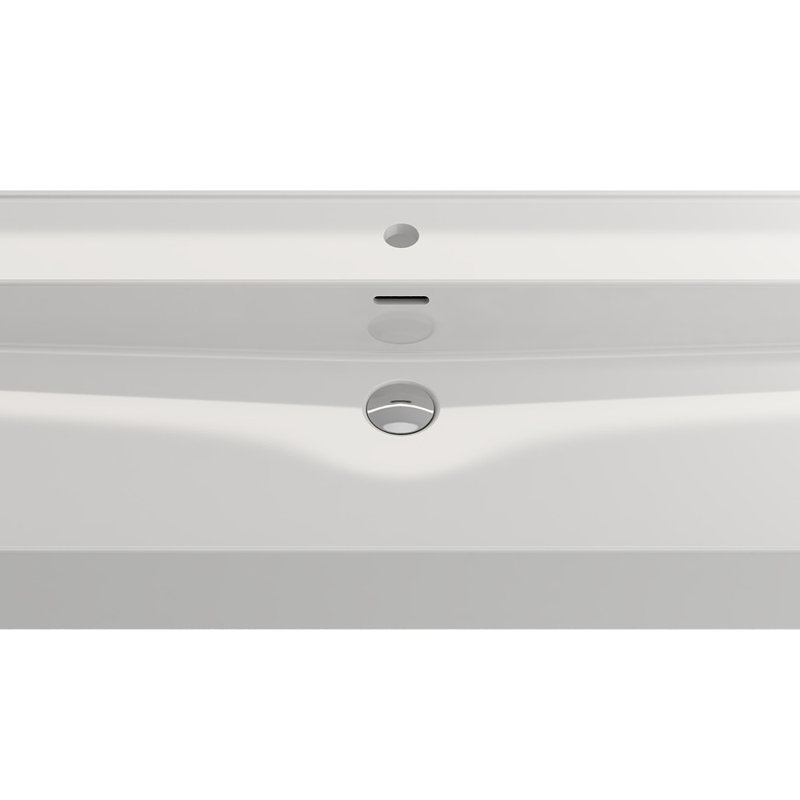 Milano 47.4'' L Bathroom Sink, White, Single-Hole
