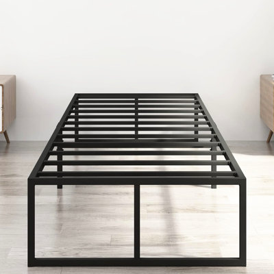 Structure de lit simple en métal de 16 pouces de taille simple TG, plateforme grand lit robuste, pas de sommier tapissier, bruit, fondation, rangement sous le lit pour lit de chambre à coucher,