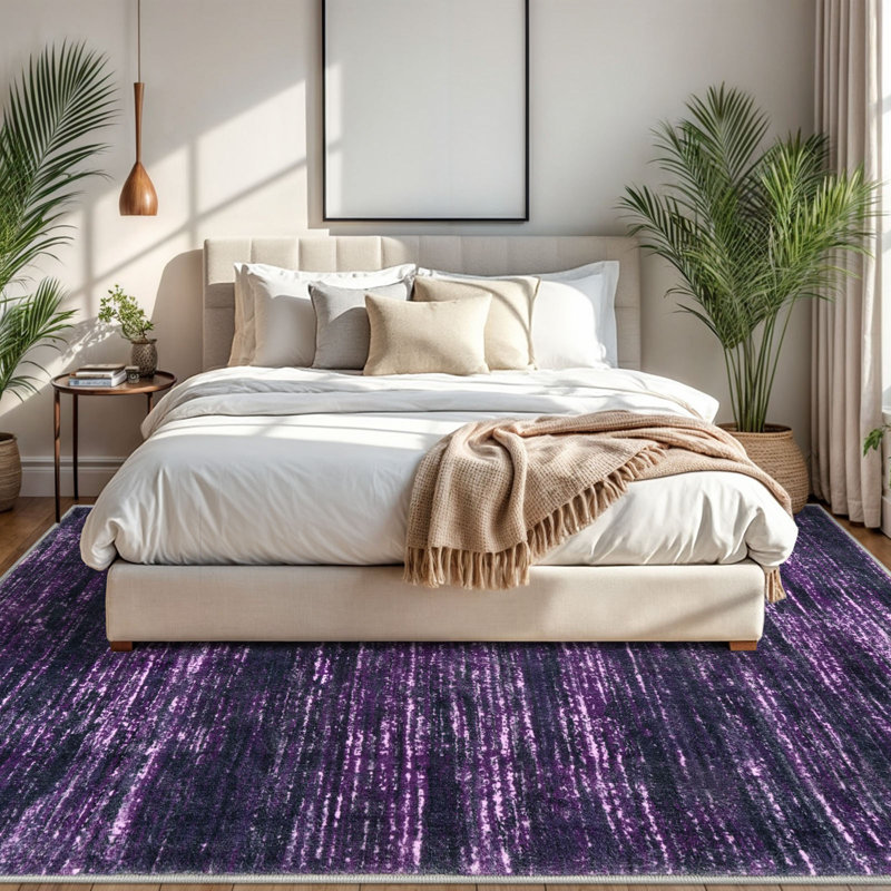 Tapis lavable 8 x 10 moderne pour tapis de salon moderne et abstrait avec envers en caoutchouc , Rectangulaire 8 pi x 10 pi