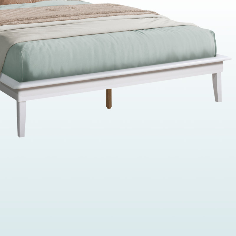 Grand lit plateforme Trevor avec structure en bois blanc, H 47,04 po x l 66,06 po x L 84,32 po