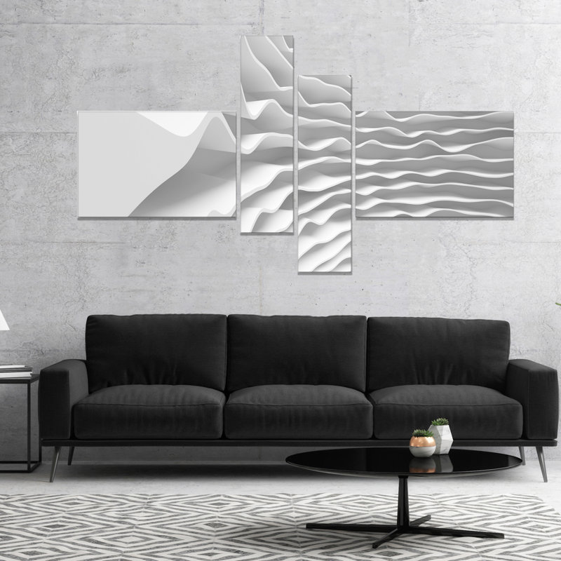« fractal flexed white 3d waves », reproduction d’impression à multiples images sur toile