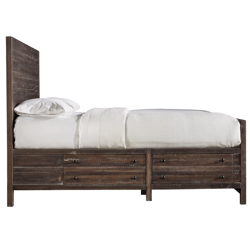 Lit standard avec rangement en bois massif Montclair, Reine