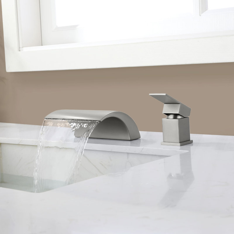 1 Handle Deck Waterfall Faucet, Brushed Nickel