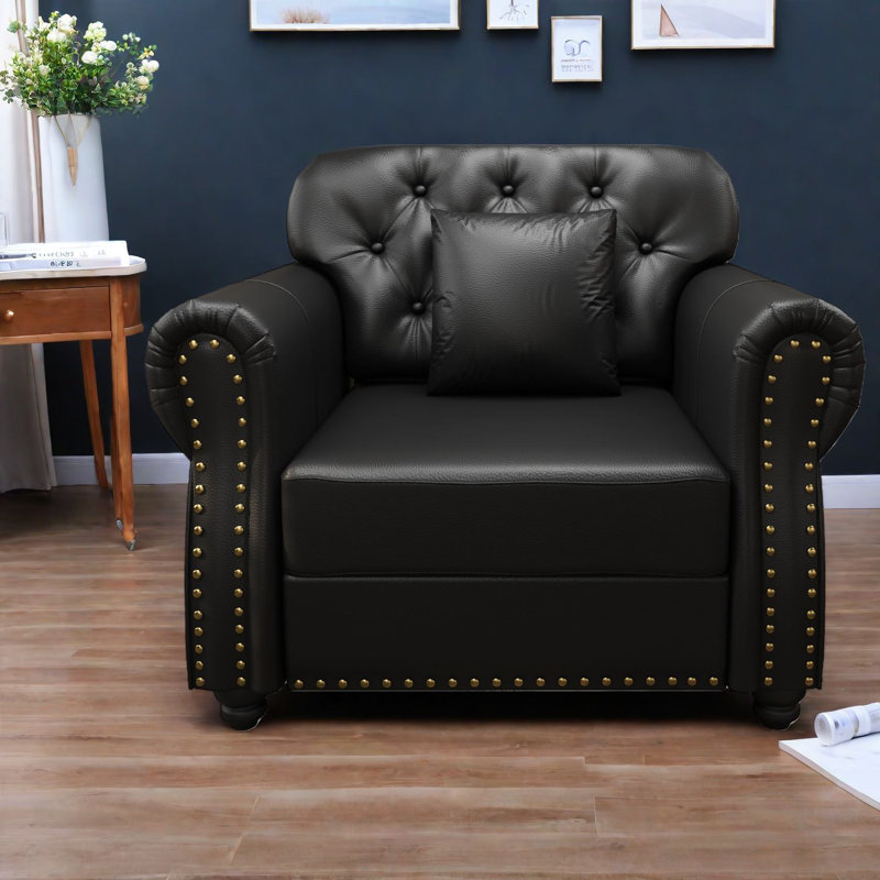 Repose-pieds Chesterfield compact en similicuir pour maison moderne