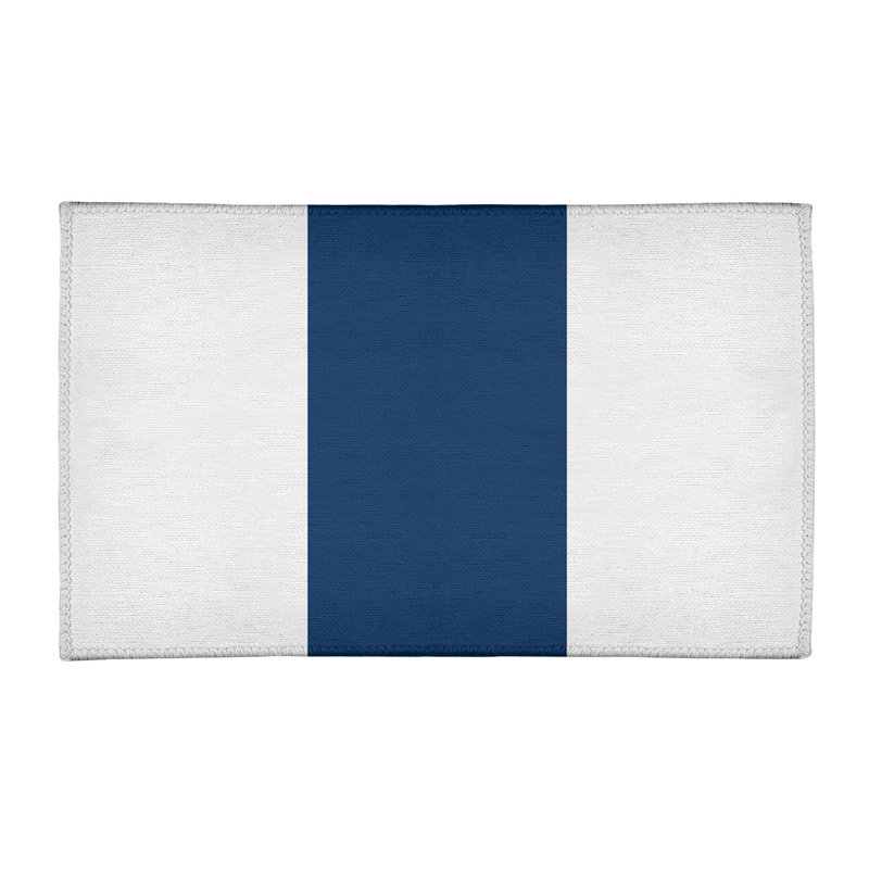 Tapis blanc/bleu marine tissé à plat Minnesota, Rectangle 4 pi x 6 pi