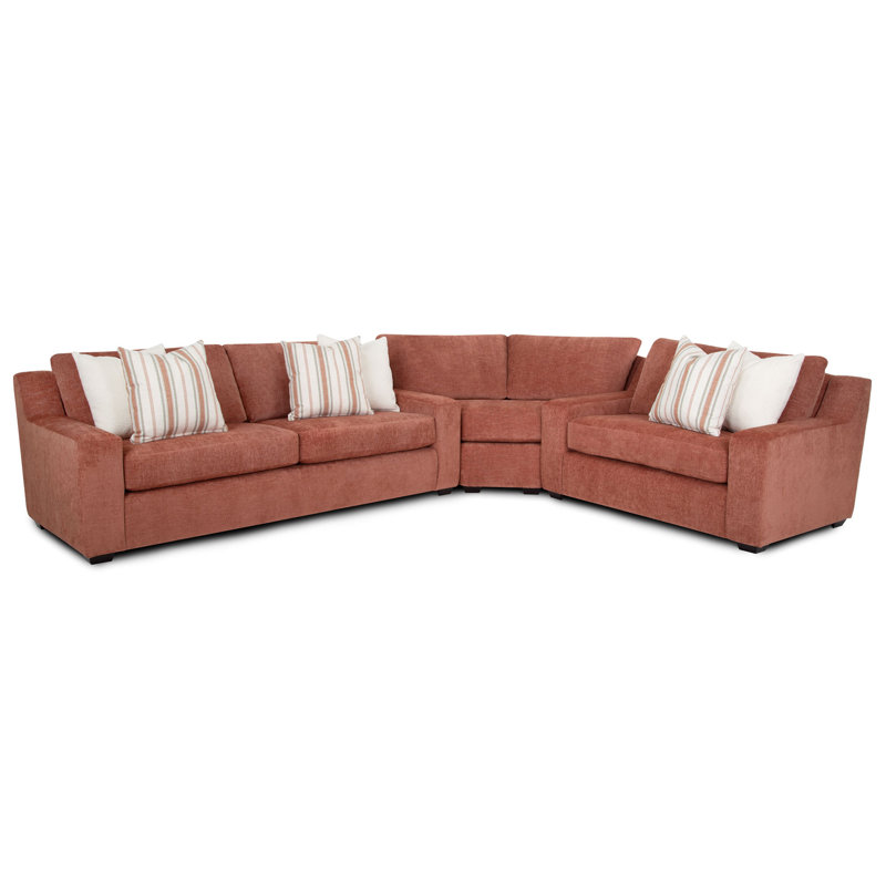 Canapé modulaire 3 pièces avec canapé, fauteuil et siège amovible Wilmot, Polyester orange