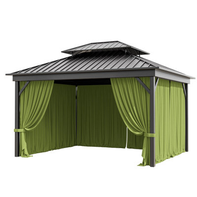 12 X 10 pi Mur de rideau extérieur en polyester à 4 panneaux d'extérieur pour pavillon de jardin, seulement rideaux