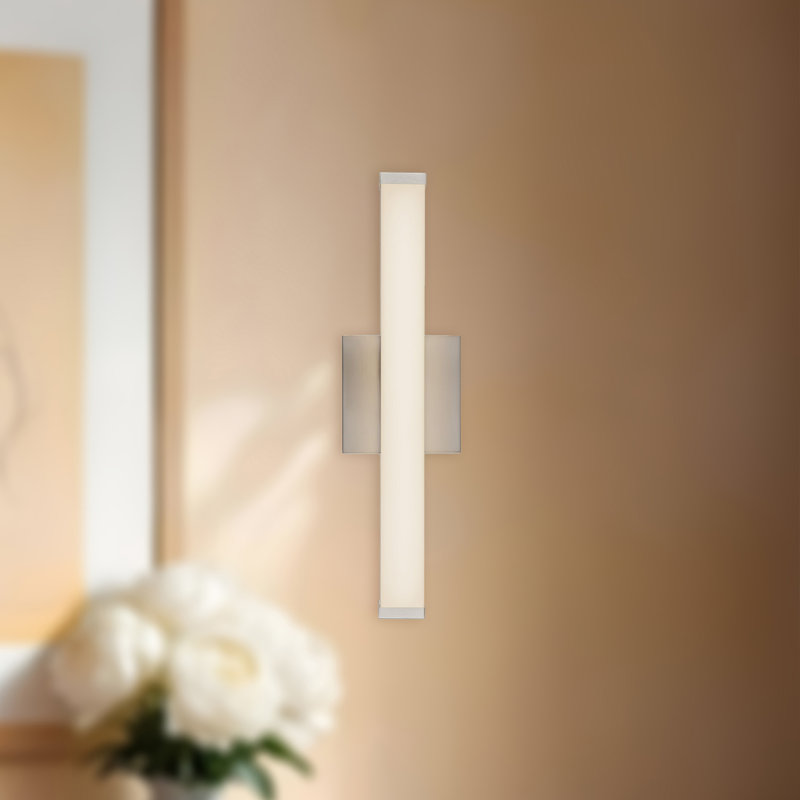 Geri 18-in Black dimmable LED Wall Sconce, Nickel, 18-in