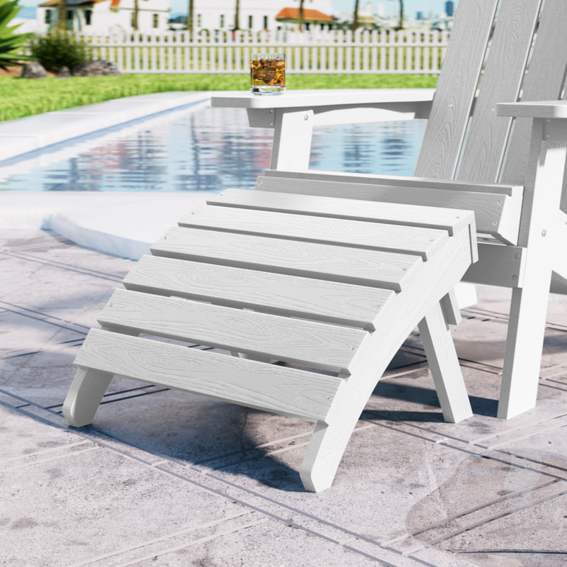 Repose-pieds extérieur en plastique Kacy-Leigh Adirondack, Blanc
