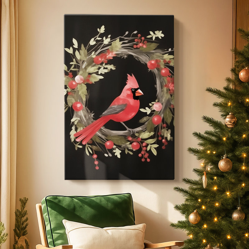 «Warm Lantern» Nativité à la veille - Toile tendue avec châssis de qualité supérieure, H 18 po x l 12 po