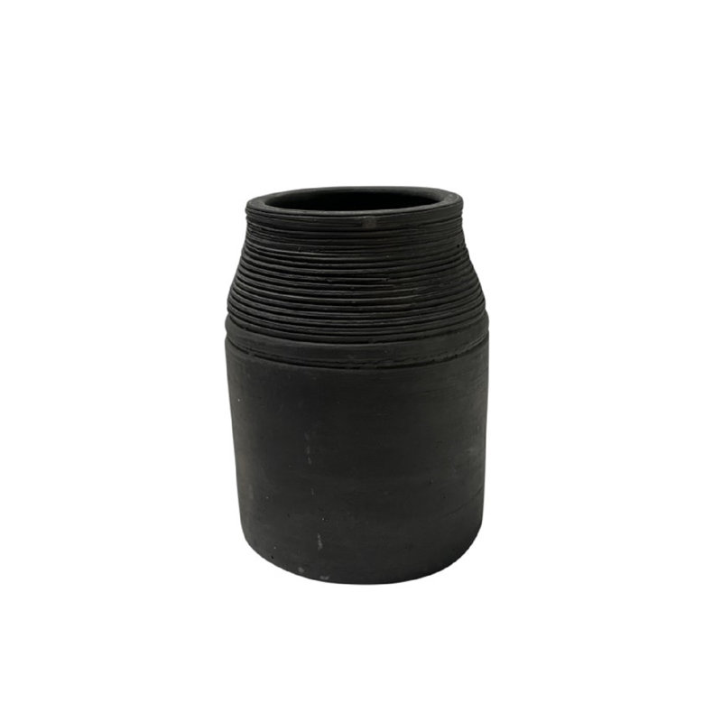 Vase en terre cuite noir naturel H 6,3 po et diamètre 5,5 po, Blanc