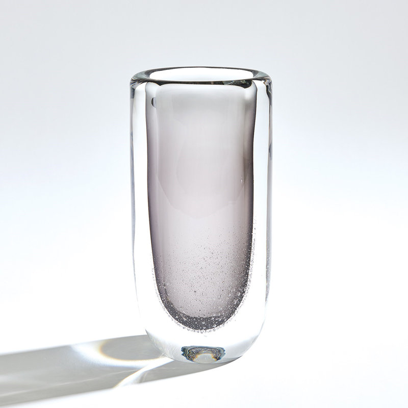Micro Bubble Handmade Glass Table Vase, Gray/Clear