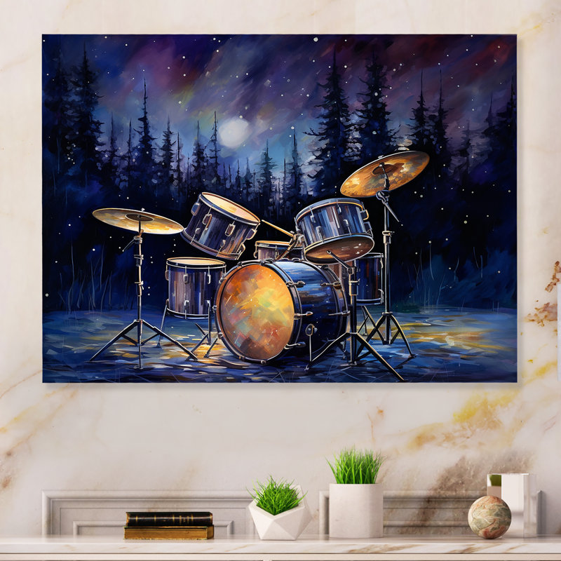 «Music Drums In Winter» sur métal, H 24 po x l 32 po x P 1 po