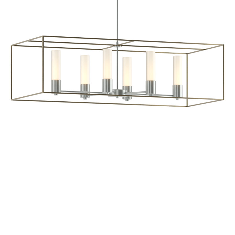 Portico 6 - Light Kitchen Island Linear Pendant, Vintage Platinum, Bronze, Opal