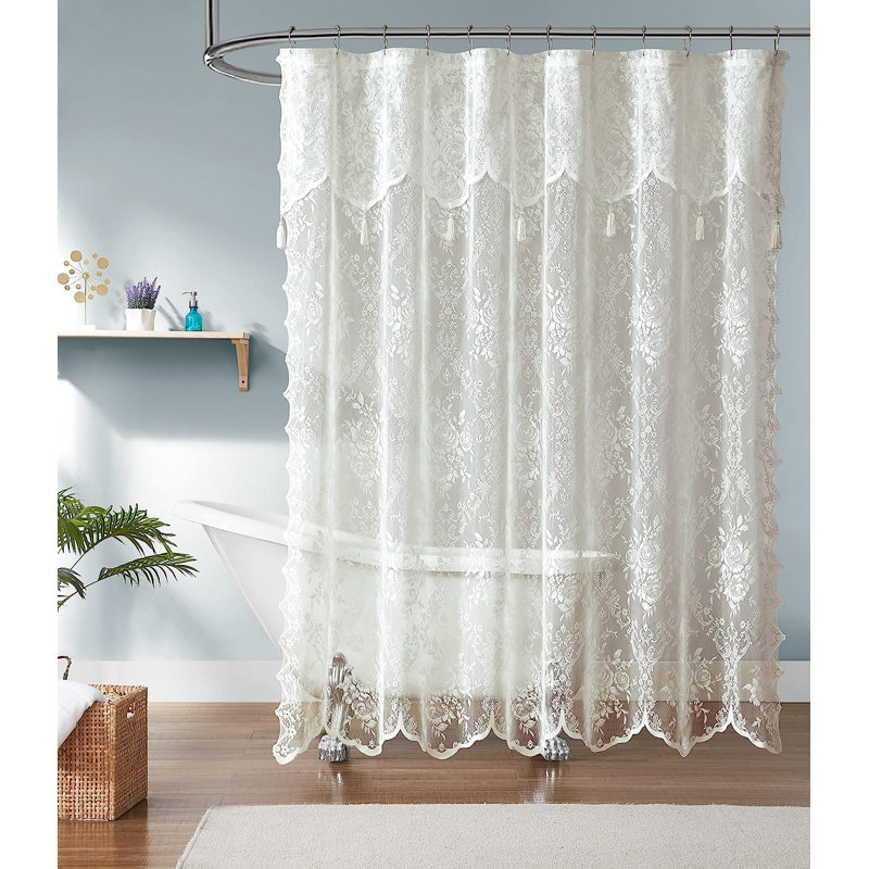 Rideau de douche en dentelle ivoire Cherrilyn, H 72 po x l 72 po, Ivoire