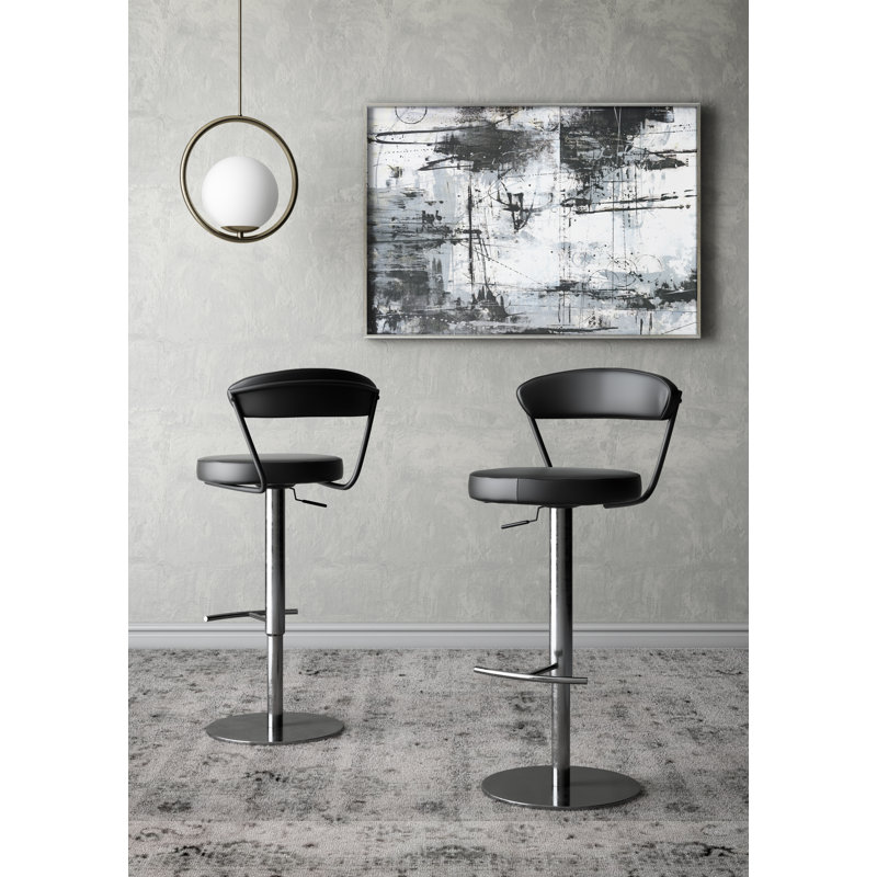 Naumann Swivel Upholstered Adjustable Height Counter Stool with Metal Frame, Black